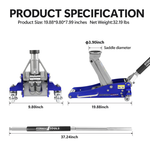 Hydraulic Low Profile Aluminium Steel Racing Floor Jack With Twin Piston Quick Lift Pump With 1.5 Ton Capacity Unavailable Platforms- Welfel , Temu