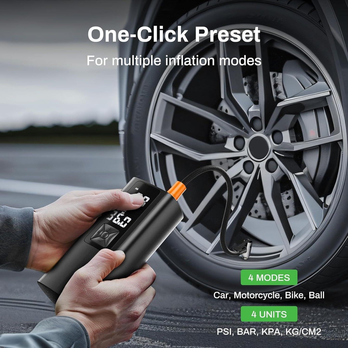Portable Car Air Pump, Car Tire Automatic Air Pump, Lithium Battery Air Pump With Pressure Gauge And Led Screen, Suitable For Cars, Motorcycles, Bicycles, Balls
