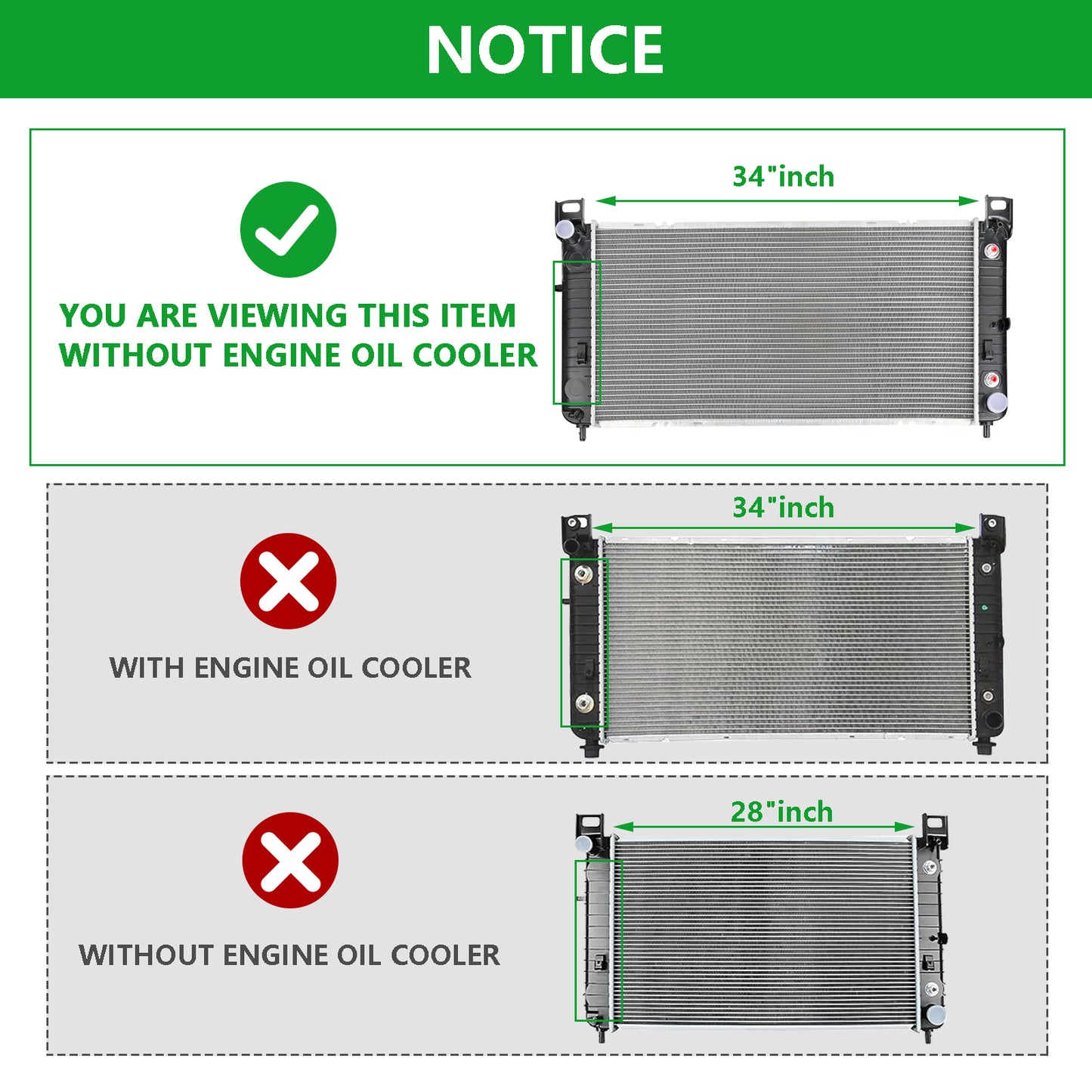 34'' Radiator For Chevy Silverado 1500 GMC Yukon Cadillac Escalade 4.8 5.3L 6.0L