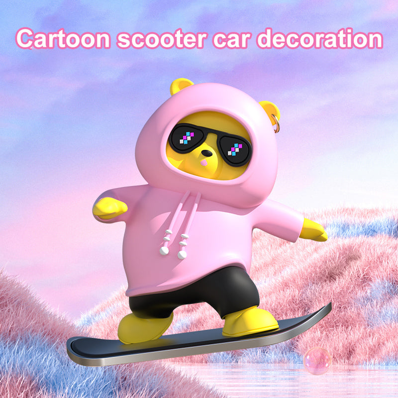 Car Ornament Car Decoration High-temperature Resistant Car Dashboard Ornament Featuring A Skateboarding Bear Boasts Exquisite Craftsmanship And A Stunning Appearance.