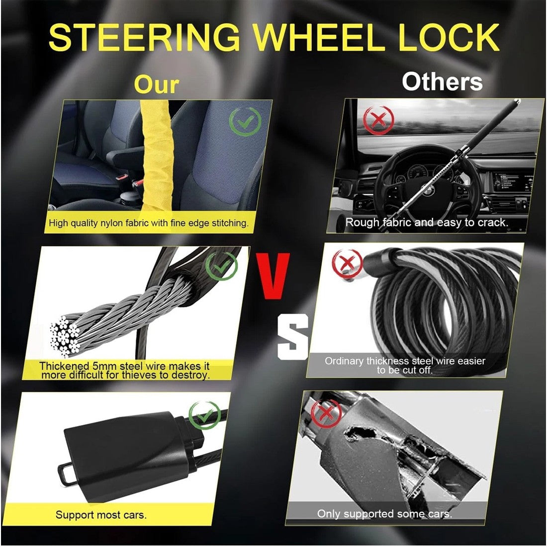 Steering Wheel Lock – Heavy Duty Anti-Theft (Seat Belt Style) - image 6