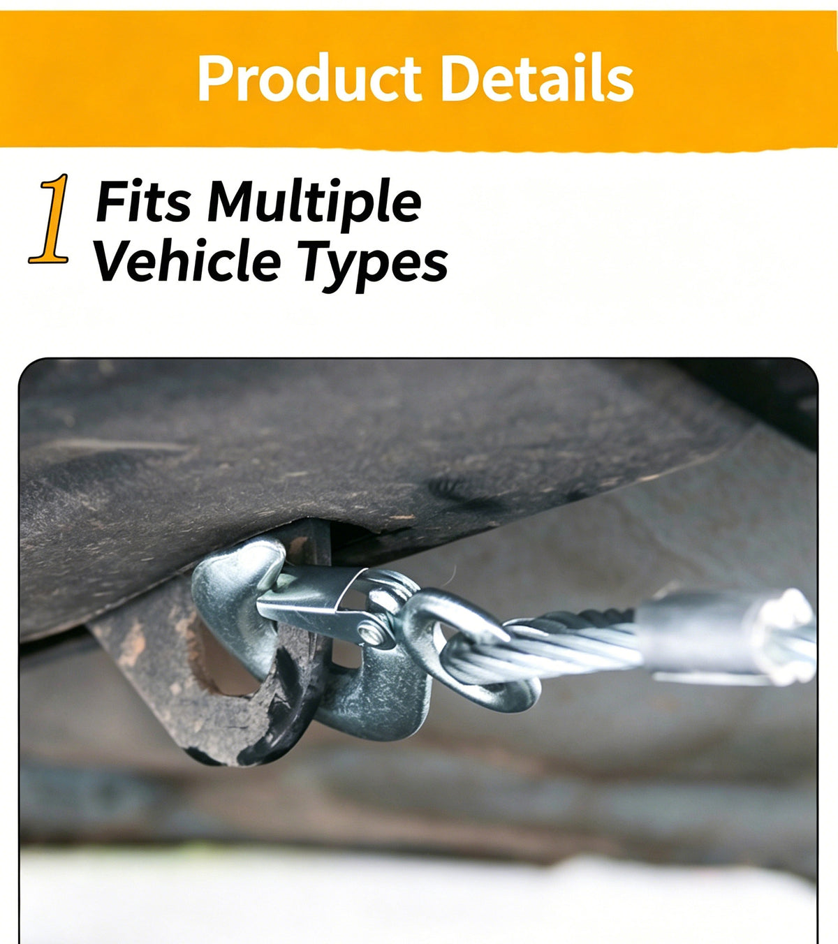 4m Steel Wire Tow Rope with Hooks - image 6