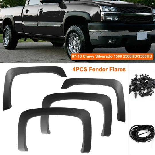 4PCS Wheel Rivet Fender Flares Pocket Style For 07-13 Chevy Silverado 1500 2500HD 3500HD