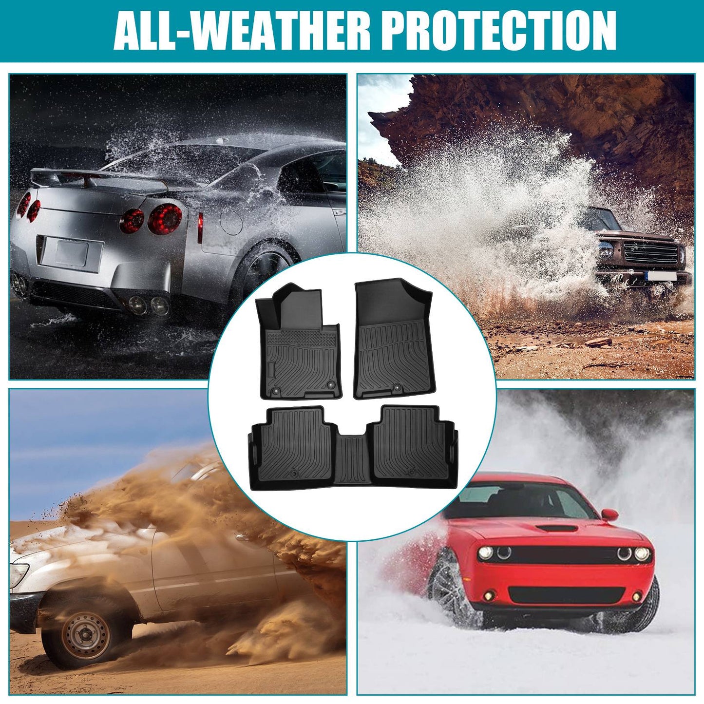 All Weather Floor Mats Liners For 2016-2020 Kia Optima Waterproof 3D TPE Carpet