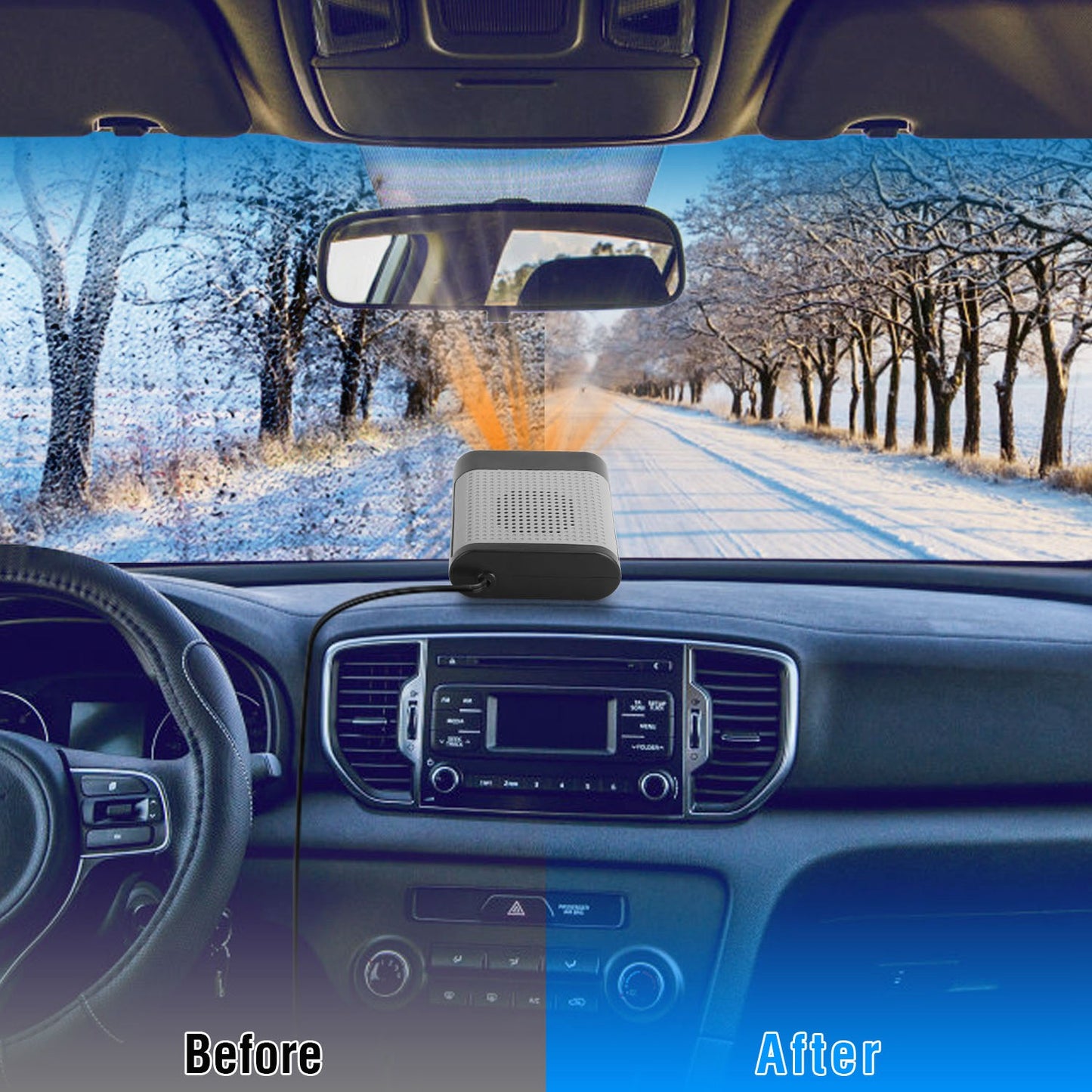 24V 200W Or 12V 150W Portable Car Heater Heating Fan 2 In 1 Defroster Defogger Demister Windshield Heater Automotive Cooling Fan With 360 Degree Rotating Base