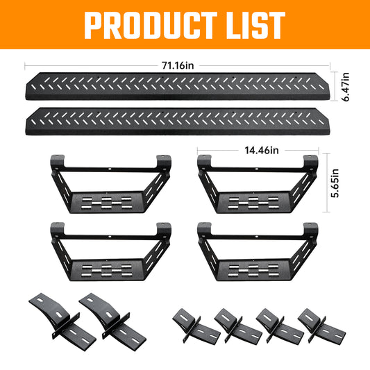Running Boards Compatible With Ford Bronco 4 Door 2021 2022 2023 2024 - NOT Fit For Sport Two Stairs Side Steps Fit For Bronco, Anti-Slip Drop Down Rock Sliders Step Bars Black