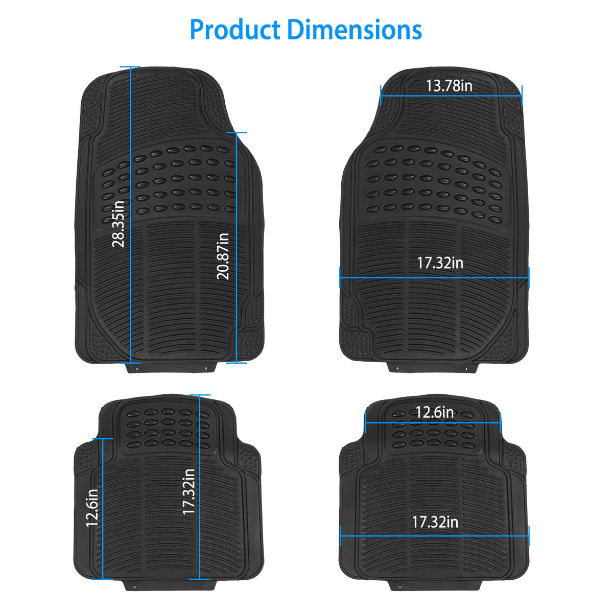 1Set Automotive Floor Mats With Front And Rear PVC Rubber Floor Mats Heavy Duty Drive Vehicle Car Mats With Trimmable Design Fit Most Cars SUVs Trucks