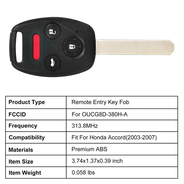 Fit For  Accord 2003-2007 Remote Keyless Entry Shell Button Car