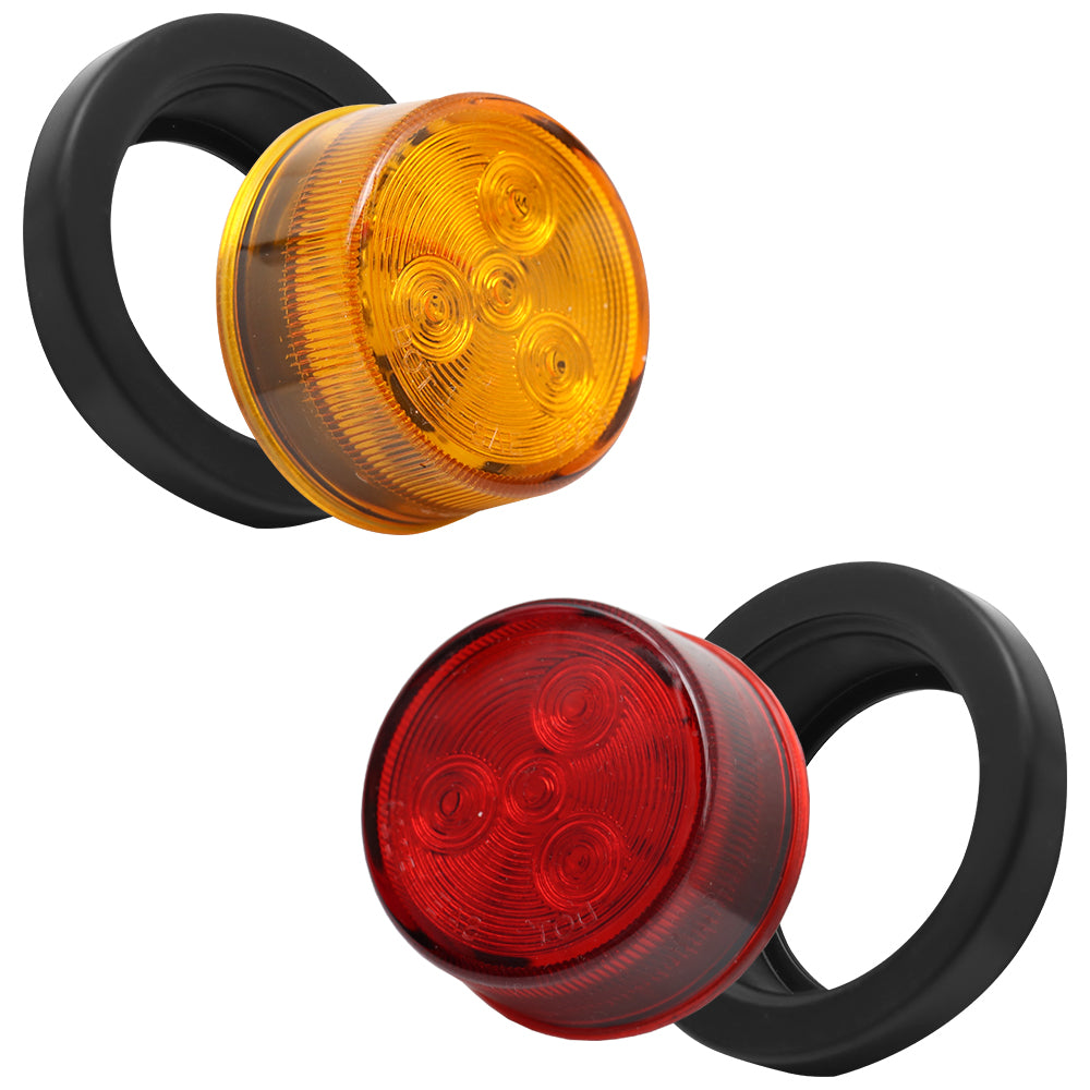 Truck Universal Small Taillight American Version,  4LED Rubber Ring Round Light With Plug ,12V, 5 Red Covers-5 Yellow Covers