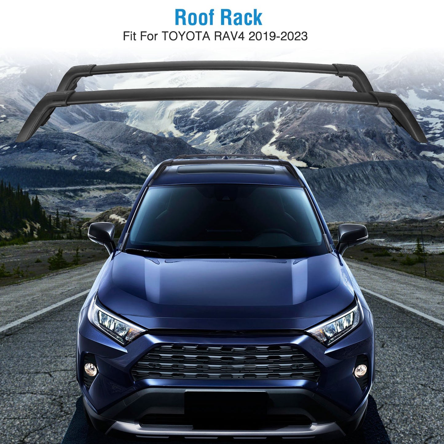 Car Roof Rack Cross Bars Aluminum Alloy Cargo Carrier Rooftop Crossbars Fit For RAV4 2019-2024 With Side Rails For Cargo Carrier Bag Kayak Bike Snowboard