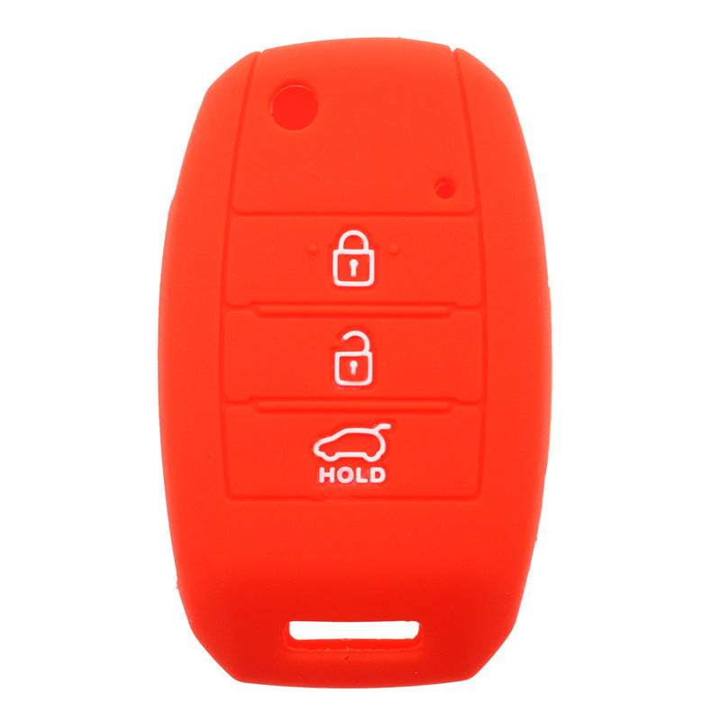 Key fob cover for Kia & Hyundai 3-button folding keys – silicone – red cover front view