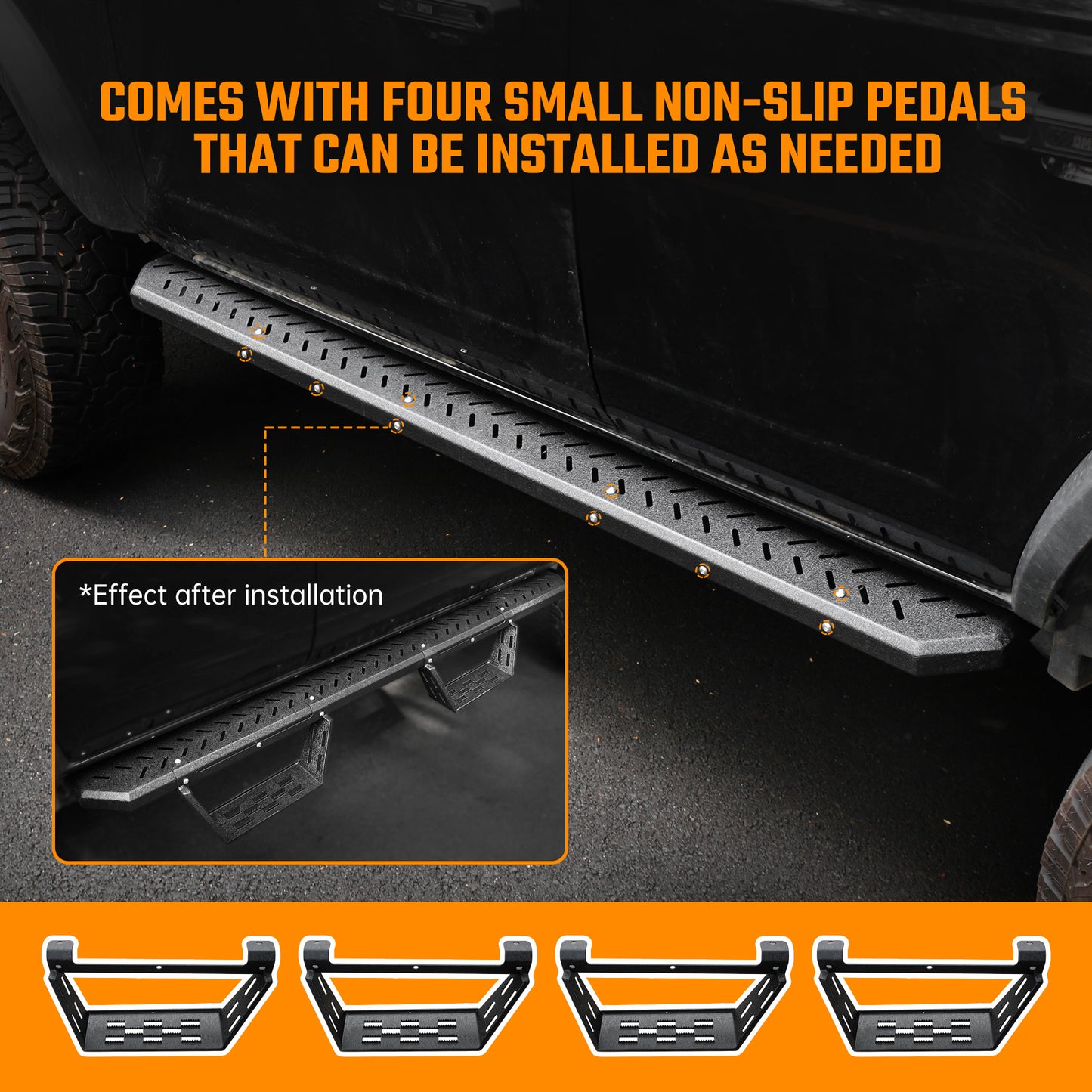 Running Boards Compatible With Ford Bronco 4 Door 2021 2022 2023 2024 - NOT Fit For Sport Two Stairs Side Steps Fit For Bronco, Anti-Slip Drop Down Rock Sliders Step Bars Black