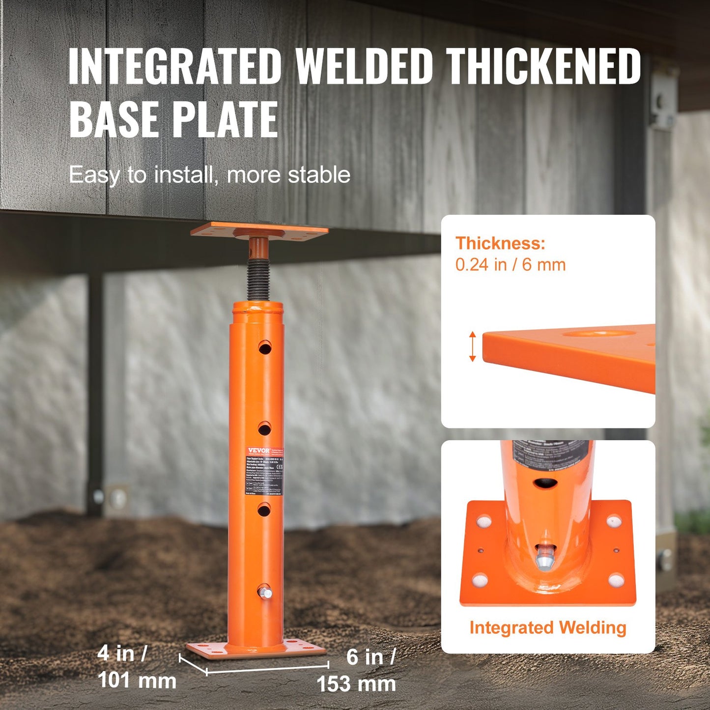 House Floor Jack, 19"-36" Height Range, 18000 Lbs Max Load Capacity, Adjustable Support Beam Basement Jack Post Pole For Leveling, Lift Support Steel Telescoping Jack Post For Temporary Support