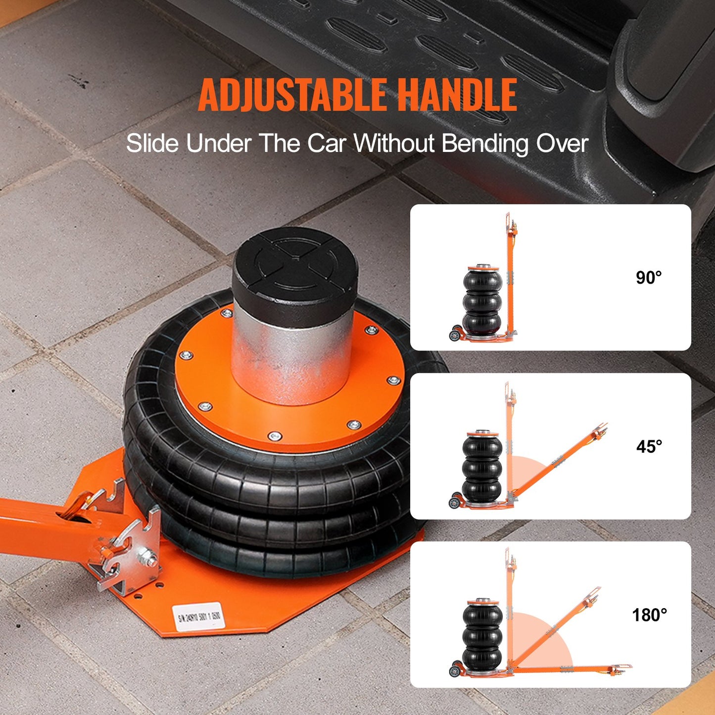 Air Jack, 3 Ton/6600 Lbs, 1-6S Pneumatic Lifting Jack With Heightened Column & Adjustable Handle, Compact, Easy-to-Lift & Space-Saving Jack With Thick Rubber Pad, Fits For Sedan, SUV, Pickup Truck