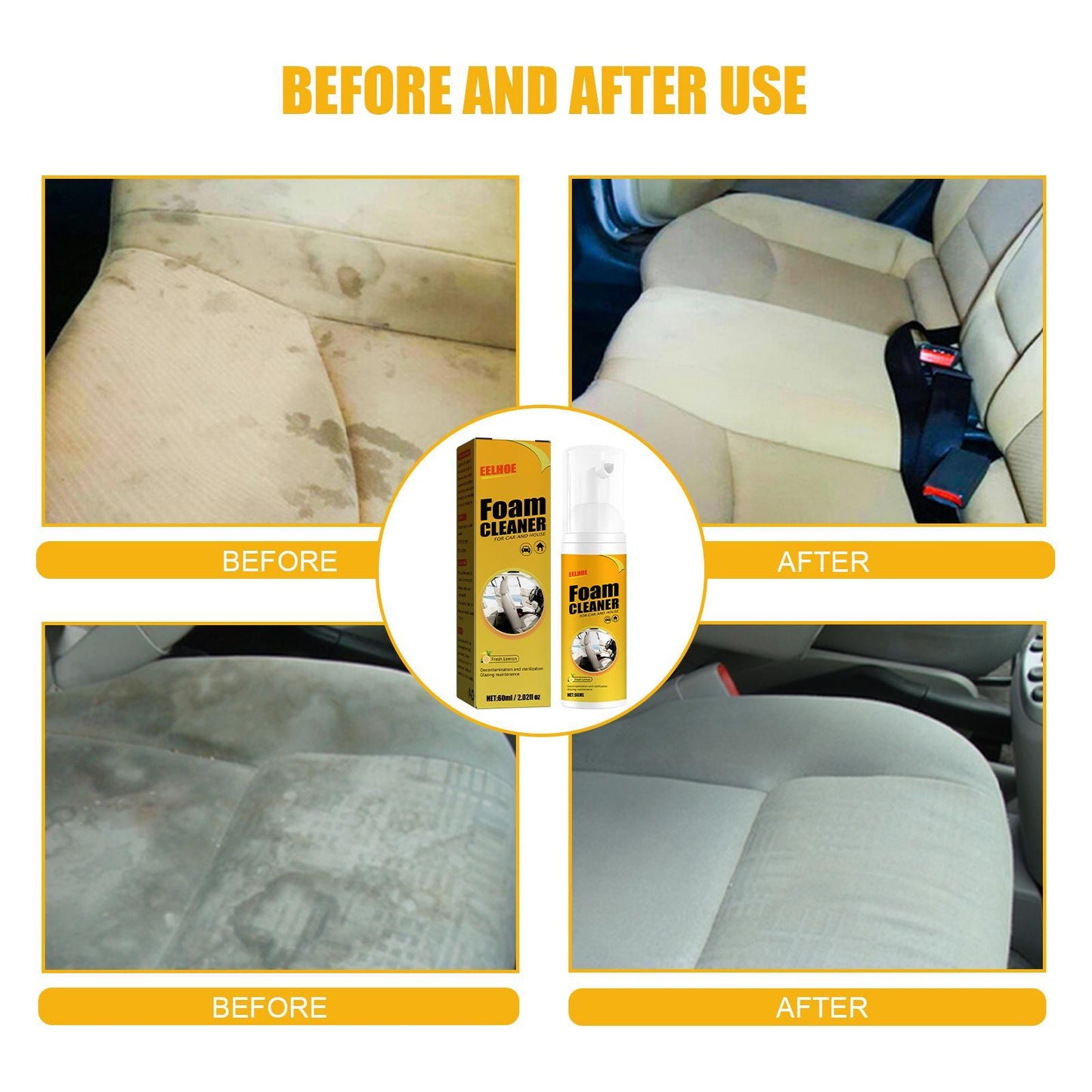 Yierhou Car Steering Wheel Foam Cleaner Leather Seat Cleaner Multi-purpose Interior Cleaner
