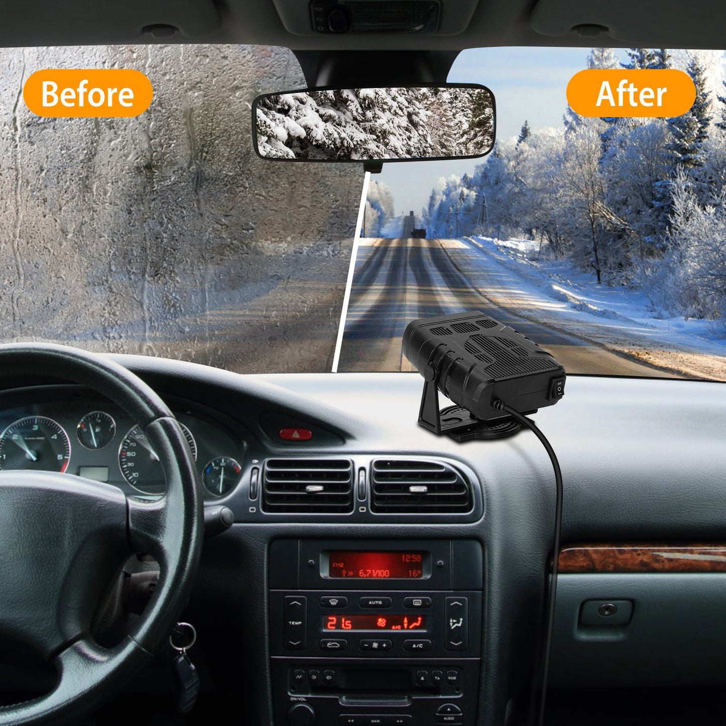 24V 200W Or  12V 120W Portable Car Heater Heating Fan 2 In 1 Defroster Demister Windshield Heater Automotive Cooling Fan