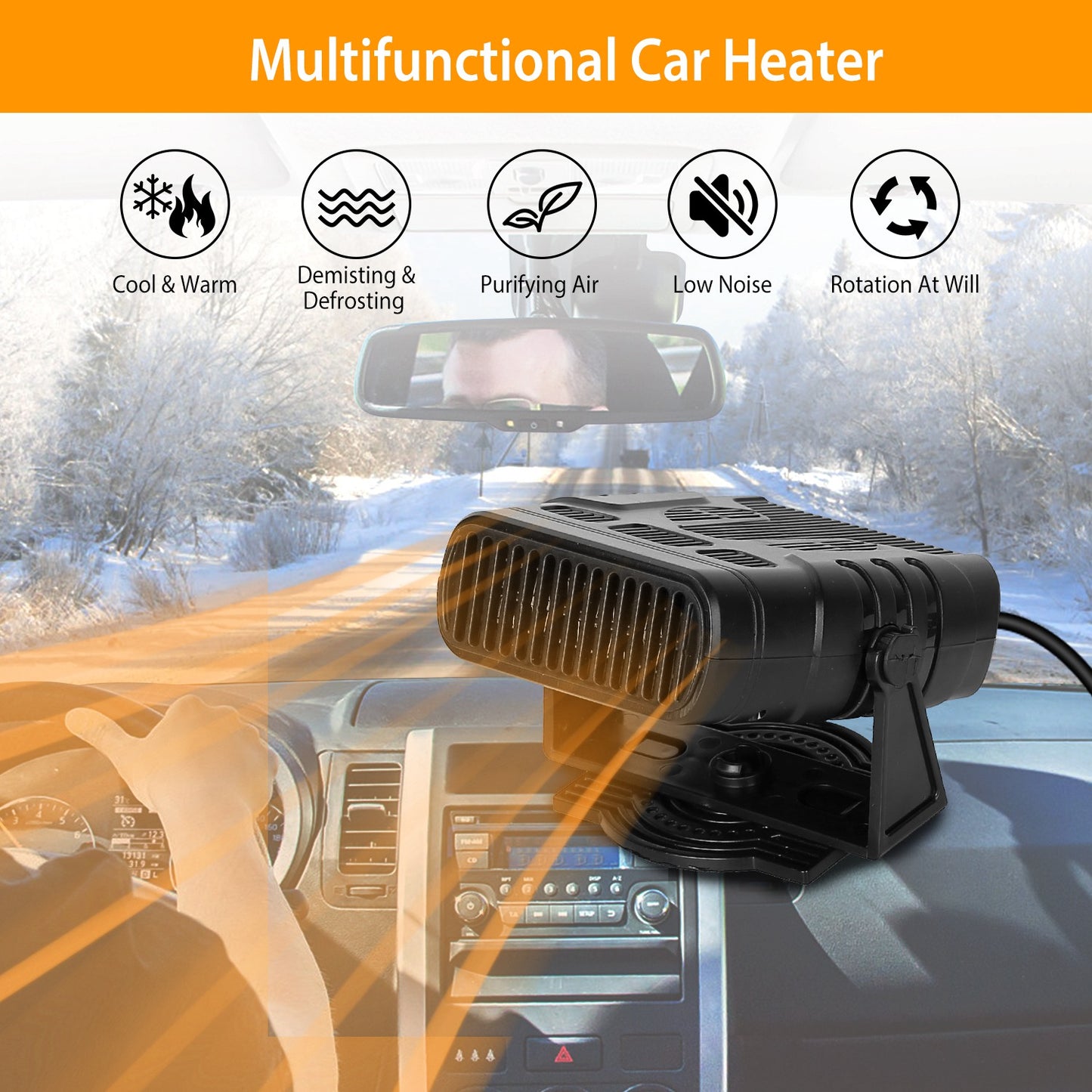 24V 200W Or  12V 120W Portable Car Heater Heating Fan 2 In 1 Defroster Demister Windshield Heater Automotive Cooling Fan