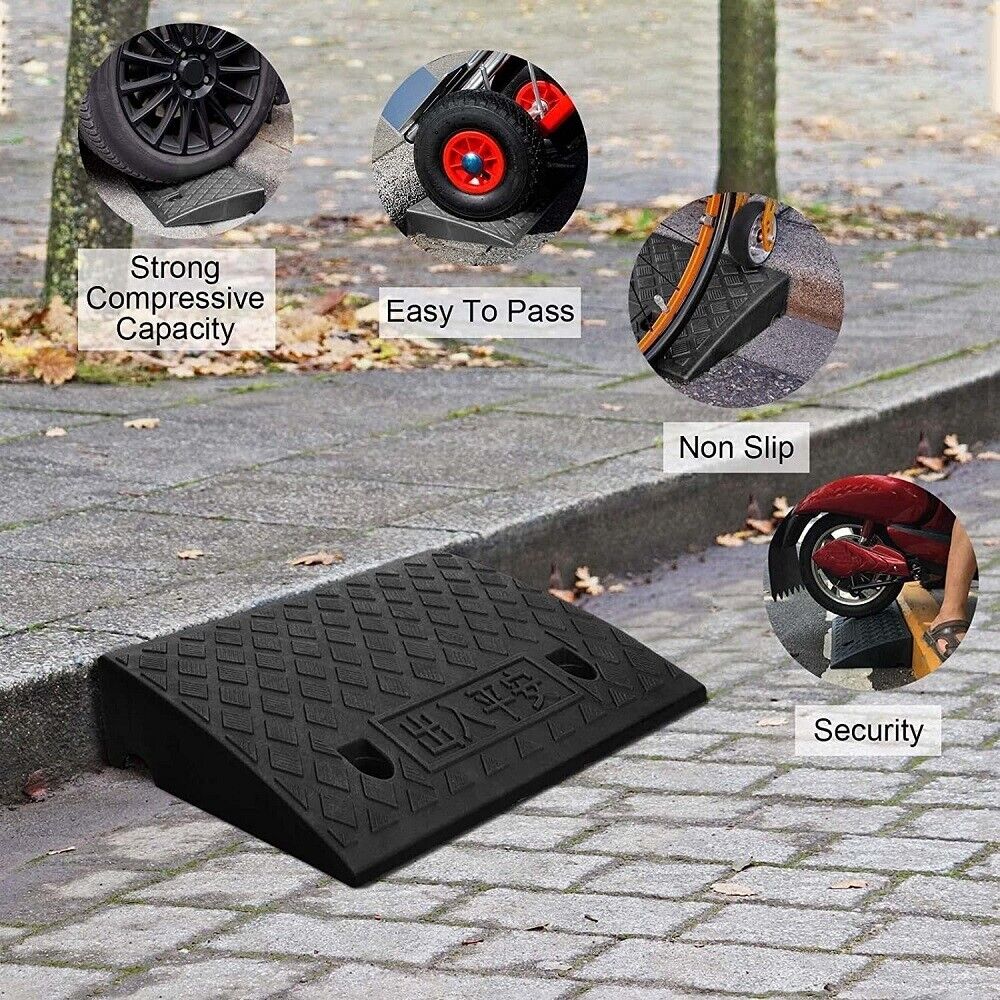 Vehicle Slope Ramp Universal Heavy Duty Rubber Kerb Ramps Car Bikes Th ...