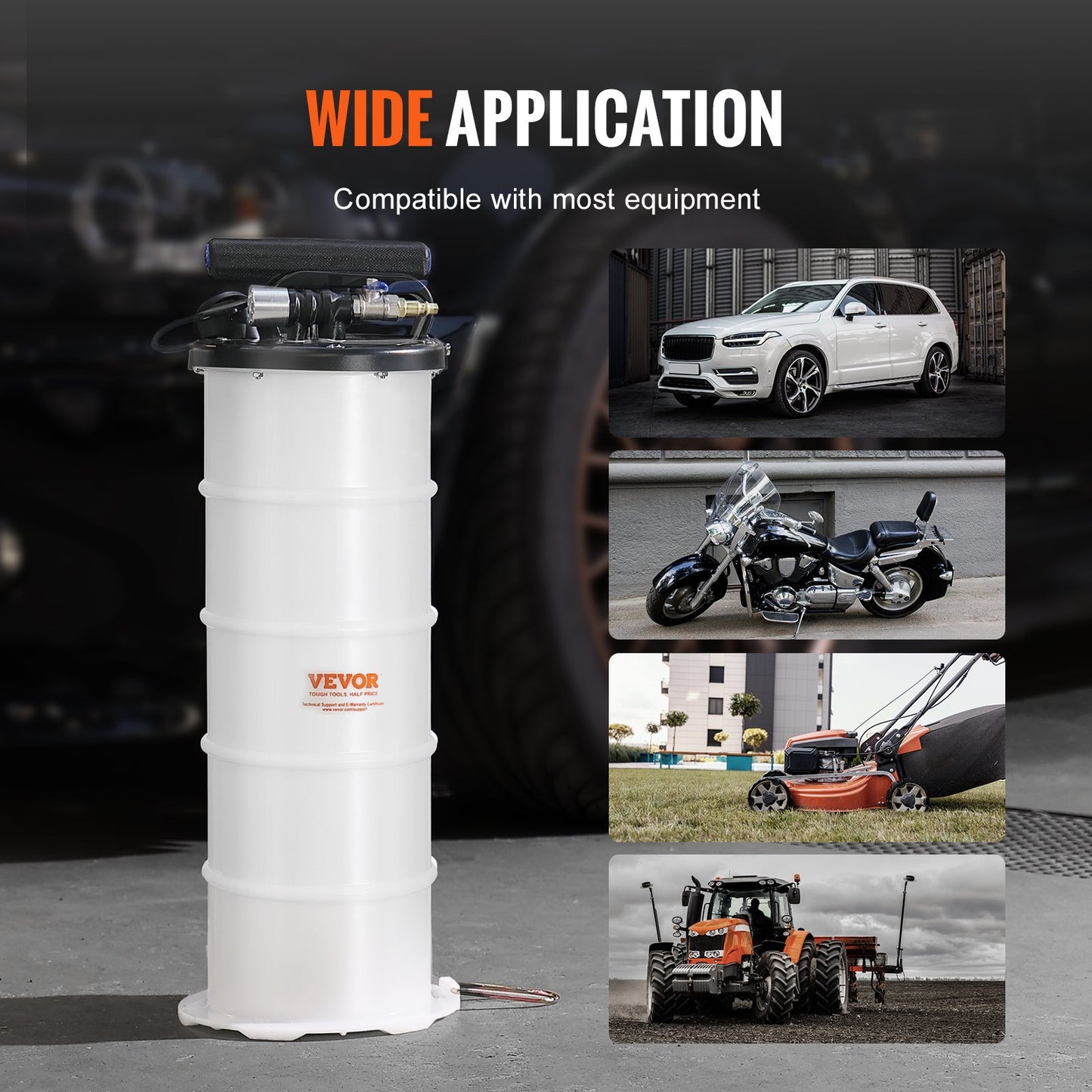 Liquid Extractor, 1.74 Gallon, Pneumatic, Manual Oil Change Vacuum Pump With Dipstick And Suction Hose, Automotive Fluid Extraction And Replacement Pump, Vacuum Suction.