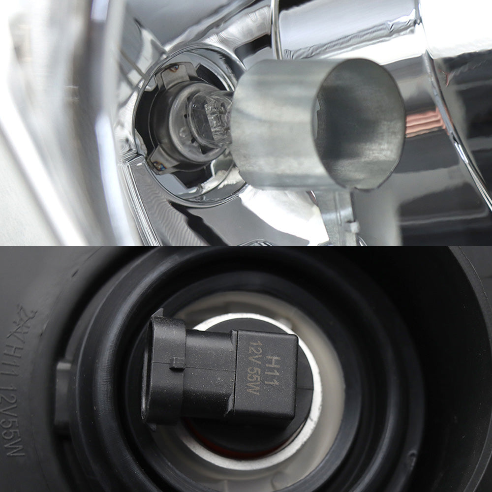 Chrome Headlights Compatible With 2008-2016 Freightliner Cascadia With Halogen Bulbs Pair