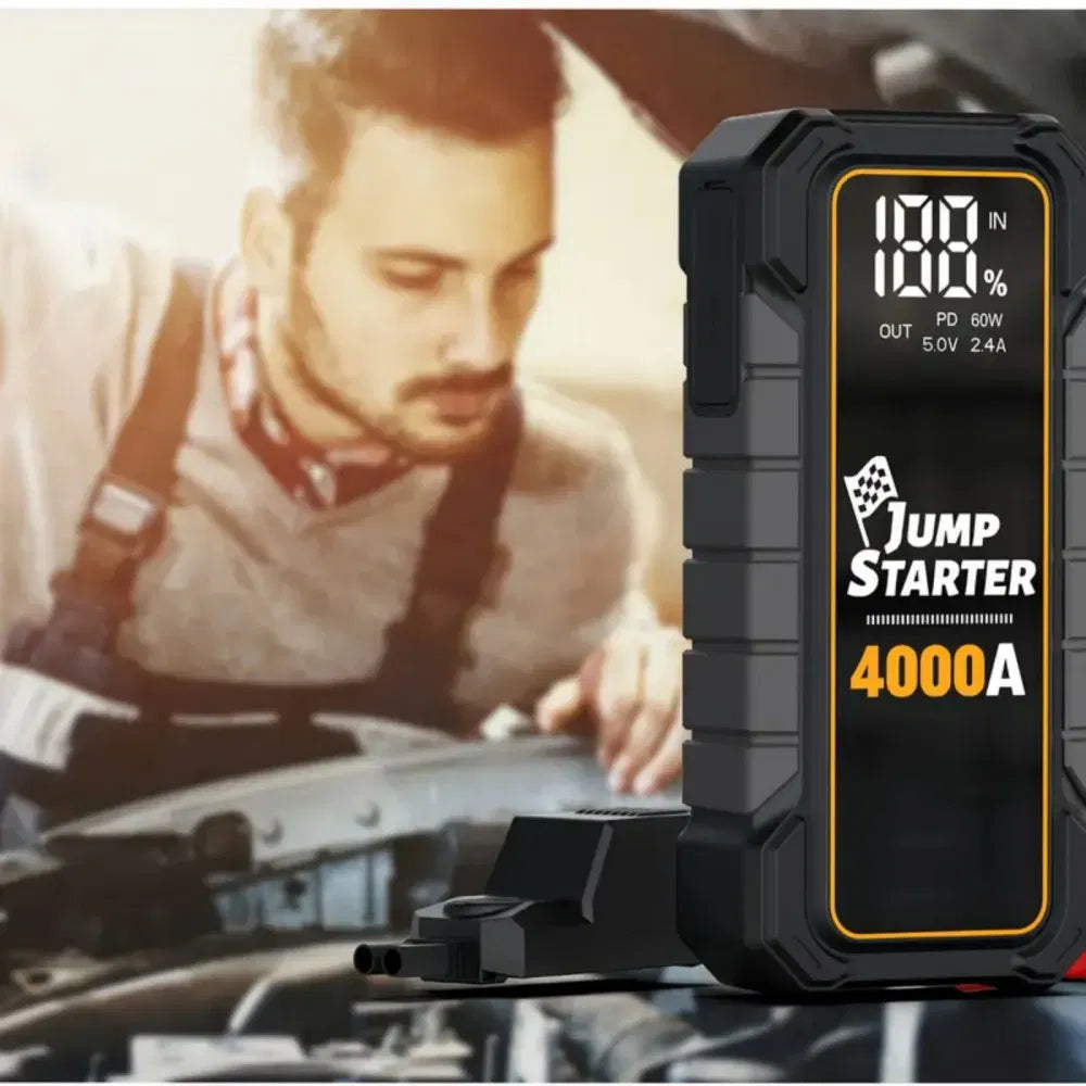 20000mAh 12V Car Battery Starter 4000 Peak Amp USB Fast Charging LED Light