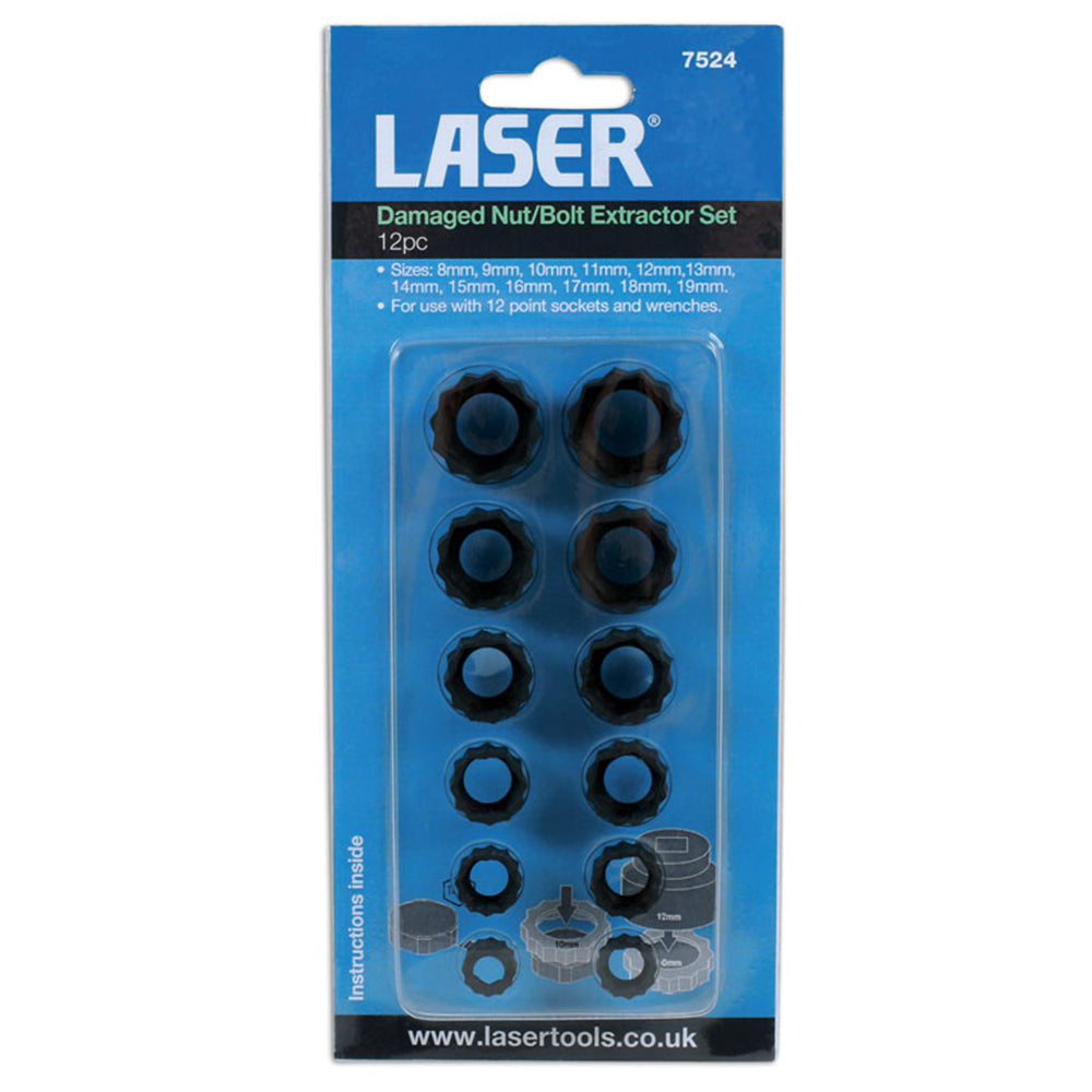 Laser Damaged Nut/Bolt Extractor Set 12pc