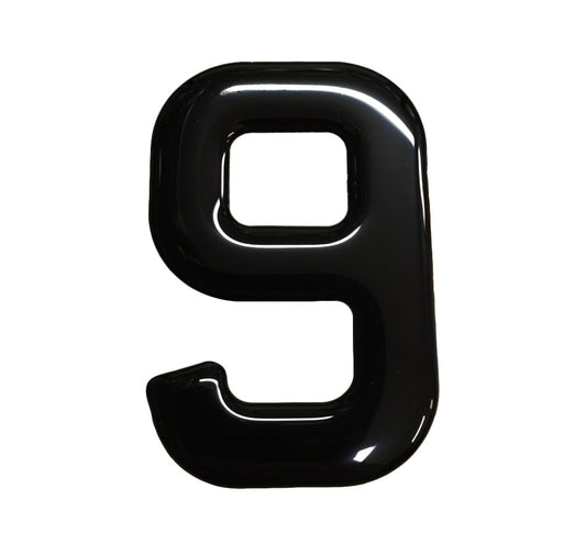 3D Gel Number Plate Black No. "9"