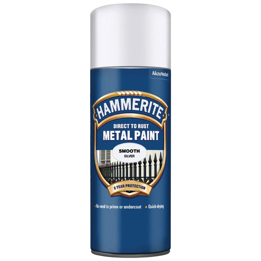 Hammerite Direct to Rust Metal Paint Smooth Silver 400ml
