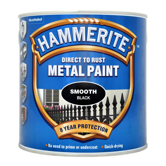 Hammerite Direct To Rust Paint Smooth Black Finish - 250ml