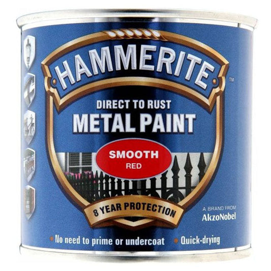 Hammerite Direct To Rust Paint Smooth Red Finish - 250ml