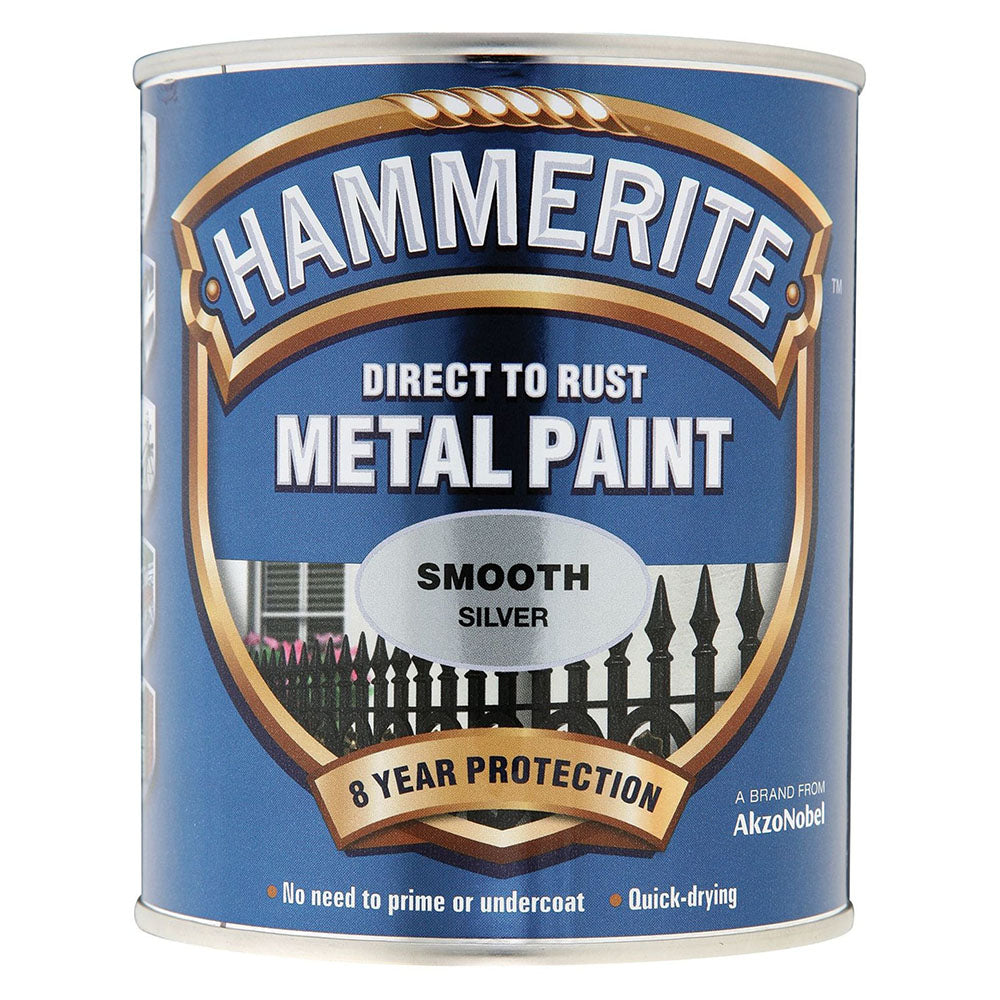 Hammerite Direct To Rust Paint Smooth Silver Finish - 250ml