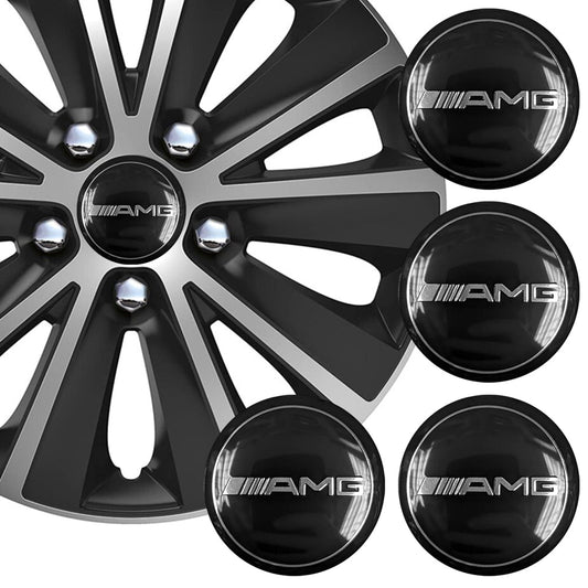 Wheel Center Cap Stickers 3D 56.5mm AMG Black x 4