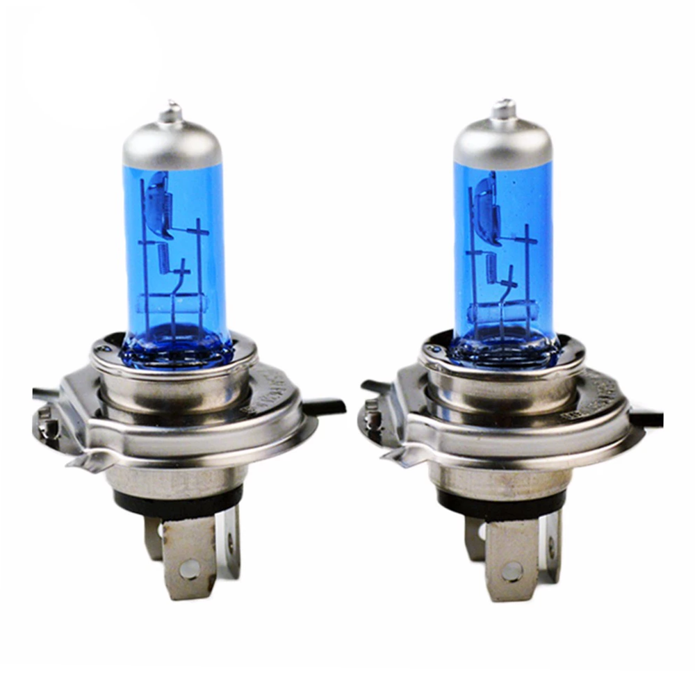 2x H4 Blue Xenon Headlight Bulbs Set 60/55W P42t (6000K)