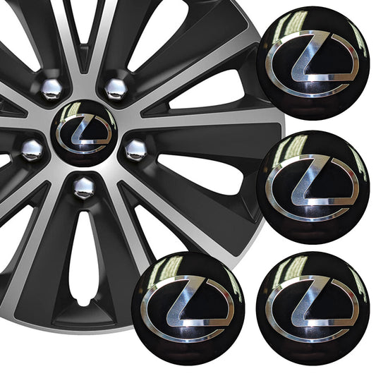 Wheel Center Cap Stickers 3D 56.5mm Lexus Black x 4