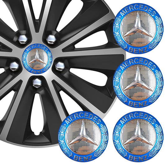 Wheel Center Cap Stickers 3D 56.5mm Mercedes Blue x 4