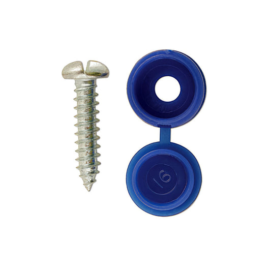 Number Plate Fitting Screws Blue Caps