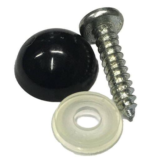 Number Plate Screw Domed Black