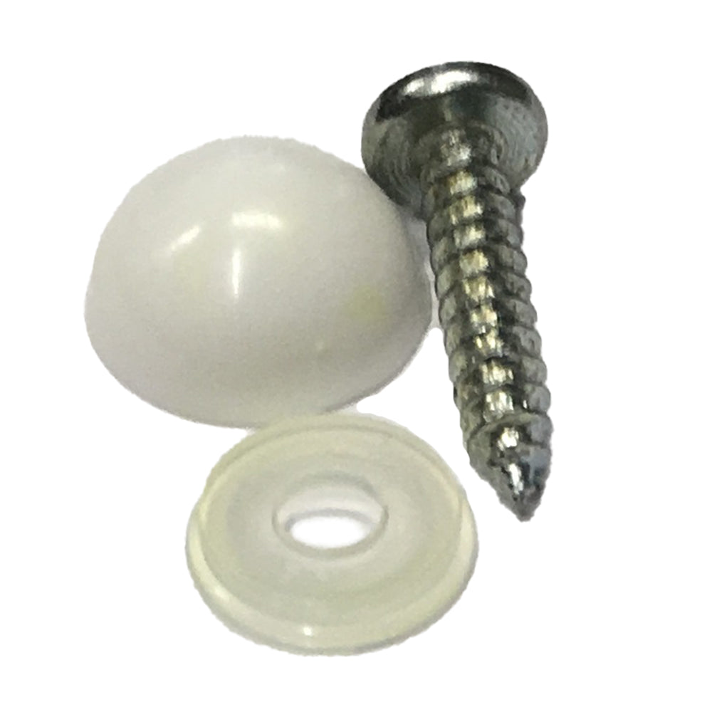 Number Plate Screw Domed White