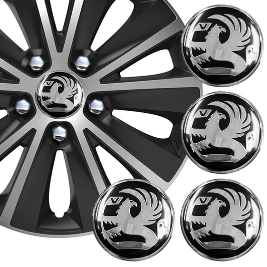 Wheel Center Cap Stickers 3D 56.5mm Vauxhall Black x 4