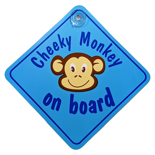 Cheeky Monkey Blue Diamond Sign - Suction Cup