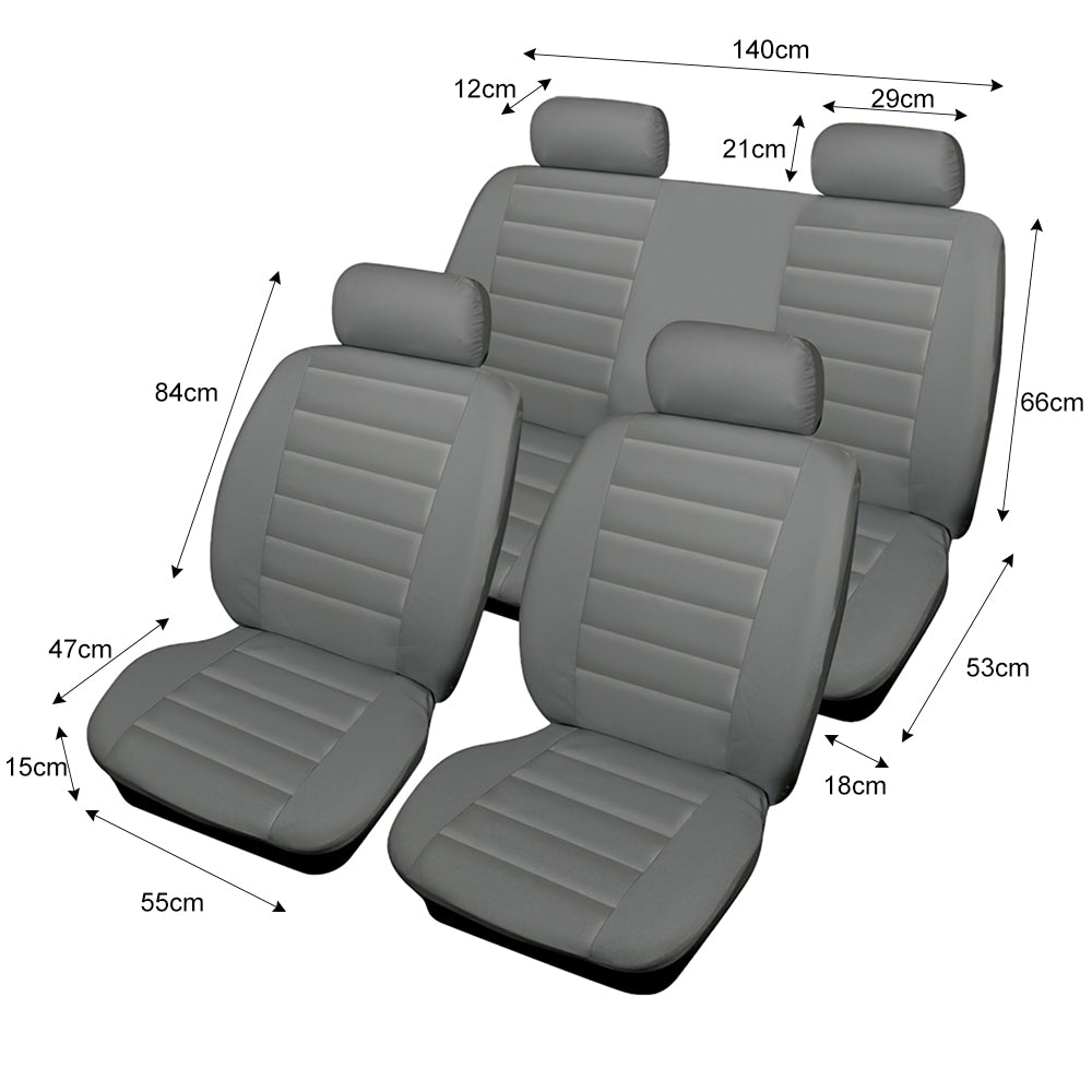 Leatherlook Full Set - Grey Car Seat Covers