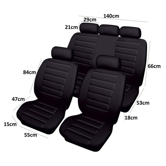 Carrera Black Full Set Leatherlook Car Seat Covers