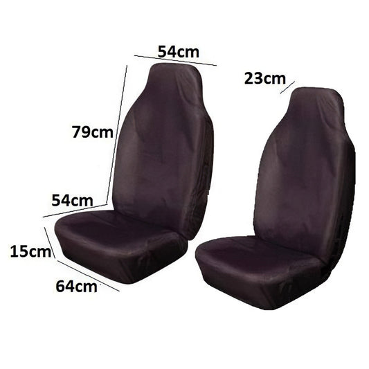 Heavy Duty Front Pair - Black - Car Seat Covers