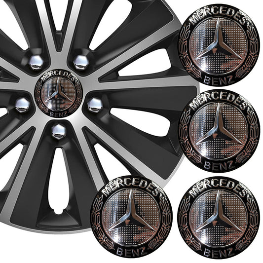 Wheel Center Cap Stickers 3D 56.5mm Mercedes Black x 4