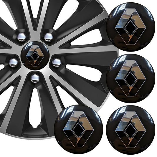 Wheel Center Cap Stickers 3D 56.5mm Renault Black x 4