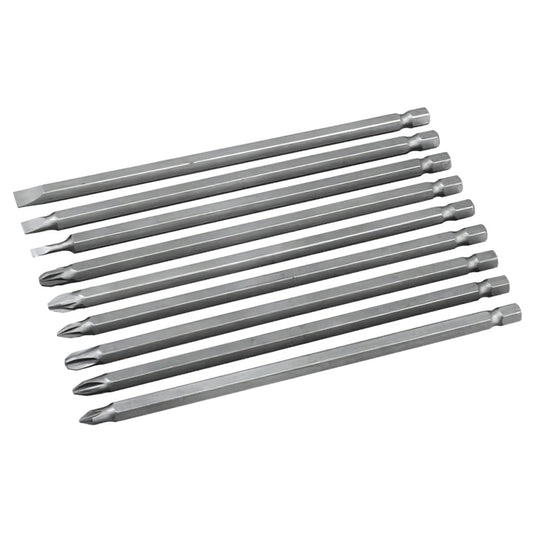 Extra Long Screwdriver Bits Set 9pc x 150mm