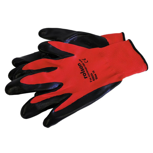 Nitrile Coated Work Gloves Large Red & Black