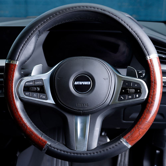 Streetwize Steering Wheel Cover Wood Effect Brown