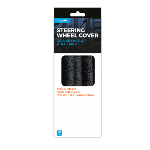 Simply Steering Wheel Cover Lace Up Black 41 - 43 CM