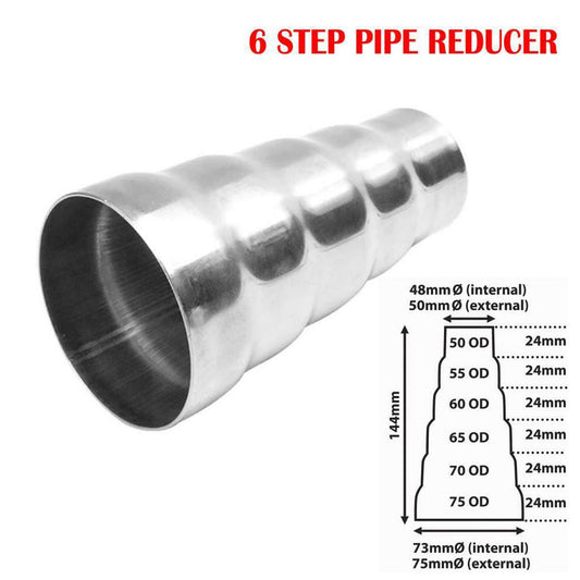 Exhaust Pipe Reducer 6 Step 48mm-75mm